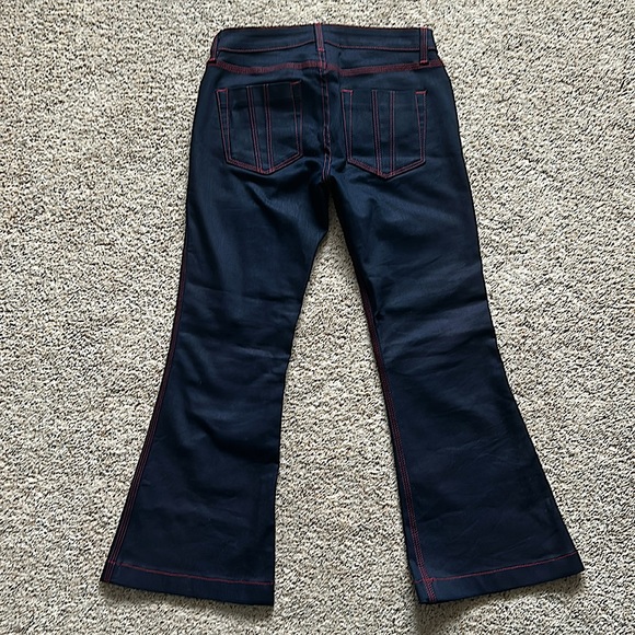 Burberry Dark Blue Red Trim High Rise Flare Leg Denim Jeans Pants **Sz 29**🌺🌺 - Picture 4 of 7